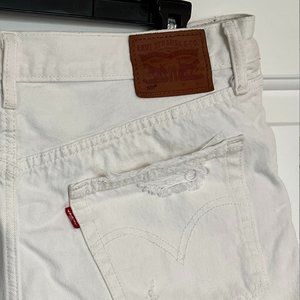 Levi 501 White Distressed Cut-Off Shorts